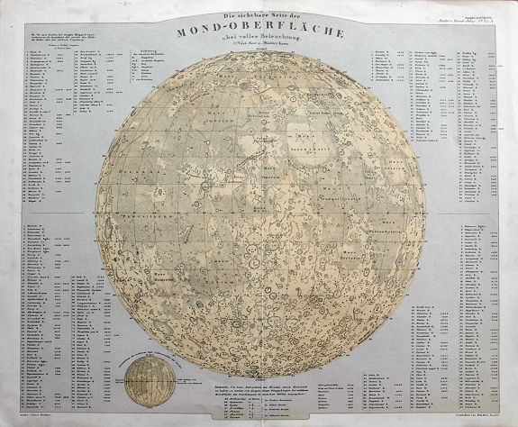 STIELER, A., Die sichtbare Seite der Mond-Oberfläche bei voller Beleuchtung., antique map, old maps