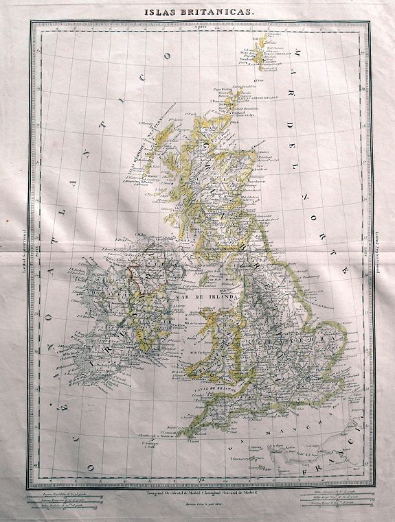 ESTRUE, D., Islas Britanicas., antique map, old maps