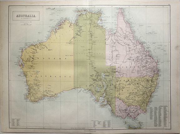 BARTHOLOMEW, J., Australia., antique map, old maps