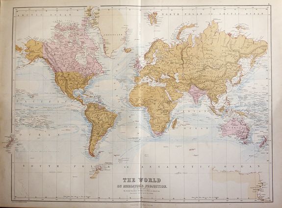 BARTHOLOMEW, J., The World On Mercators Projection showing 'The British Possessions throughout the World'., antique map, old maps