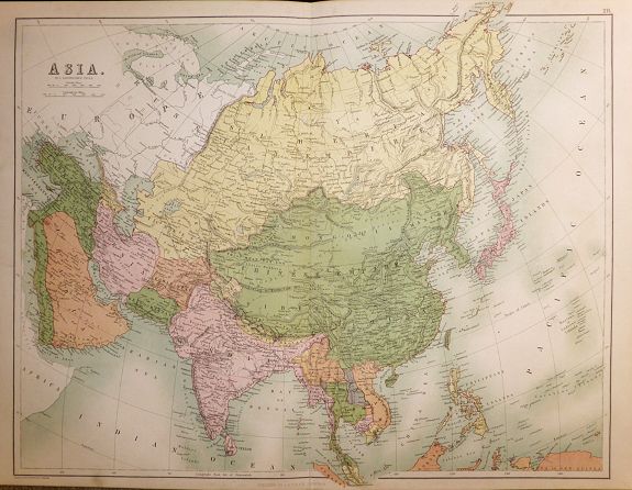 BARTHOLOMEW, J., Asia., antique map, old maps
