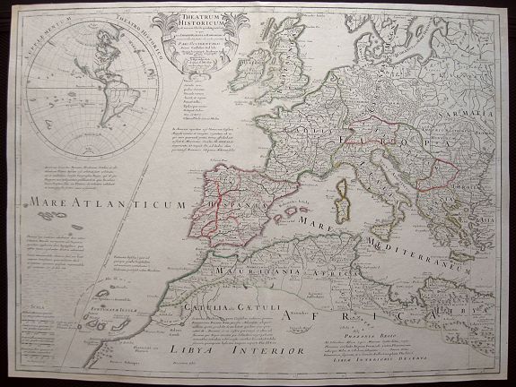 DE LISLE, G., Theatrum Historicum .. Romani tu Barbarorum.. Pars Occidentalis.., antique map, old maps