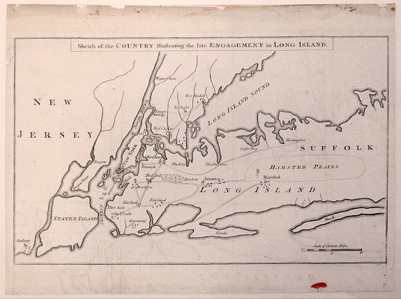 GENTLEMAN'S MAGAZINE, Sketch of the Country Illustrating the Late Engagement in Long Island., antique map, old maps