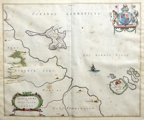BLAEU, W., Insula Sacra; Vulgo Holy Iland; Et Farne.., antique map, old maps
