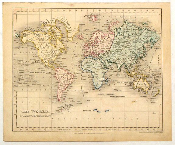 DOWER, J., The World on Mercators Projection., antique map, old maps