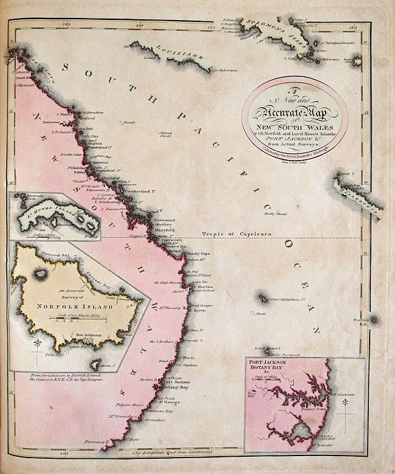 BROWN, T., A New and Accurate Map of New South Wales..., antique map, old maps