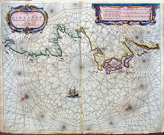THEUNISZ,J. / LOOTSMAN, De Noordwest zyde van Yerlandt Beginnende van Capo de Hoorn; tot aen Schynes of Slyynhead . . ., antique map, old maps