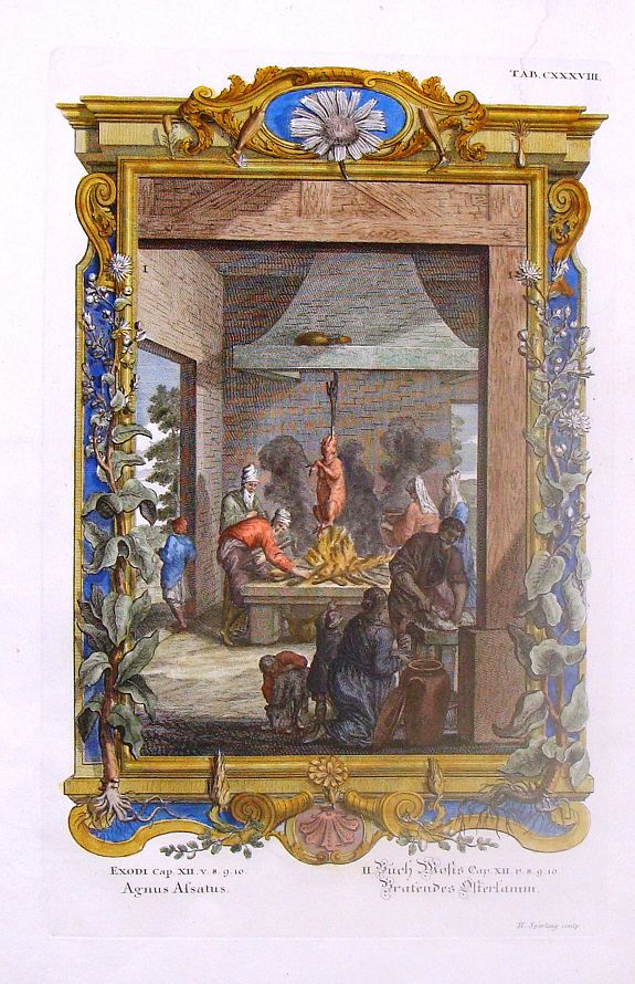 SPERLING, H., Roasting the Meat., antique map, old maps