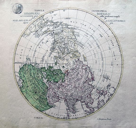 RHODE, J. C., Tabula Geographica Hemisphaerii Borealis…, antique map, old maps