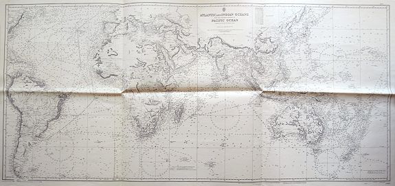 BRITISH ADMIRALTY HYDROGAPHIC DEPARTEMENT, Atlantic and Indian Oceans with the western portion of Pacific Ocean..., antique map, old maps