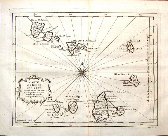 BELLIN, J., Carte des Isles du Cap Verd., antique map, old maps