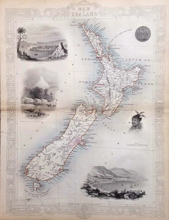 TALLIS, John, New Zealand., antique map, old maps