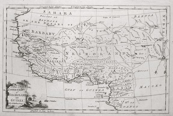 ROLLOS, George, A New & Correct Map of Negroland and Guinea, by G.Rollos Geogr., antique map, old maps