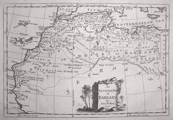 ROLLOS, George, An Accurate Map of Barbary, by G.Rollos Geogr., antique map, old maps