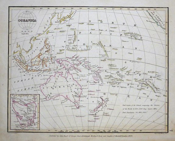 BUCHANAN, R. / MURPHY, W., Oceanica., antique map, old maps