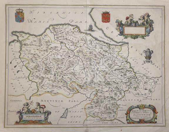 BLAEU, J., Montgomeria Comitatus et Comitatus Mervinia.’, antique map, old maps