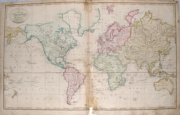 BROWN, T., A new and accurate Chart of the World according to Mercator's projections., antique map, old maps