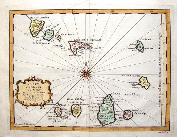 BELLIN, J., Carte des Isles du Cap Verd., antique map, old maps