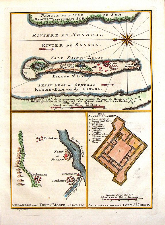 SCHLEY, J. van, Riviere du Senegal / Isle saint Louis / Petit du Fort St. Joseph., antique map, old maps
