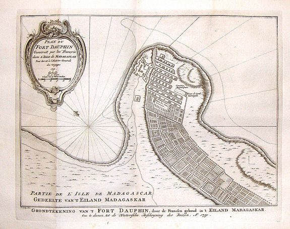 BELLIN, J., Plan de Fort Dauphin., antique map, old maps