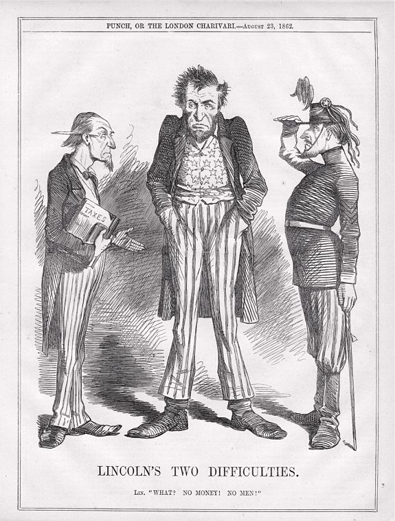 PUNCH, A set of 15 humorous prints. 1846, 1857, 1858, 1862, 1863, 1864, 1866. 1882, 1896. All with American, Civil War, Oregon Treaty and Abraham Lincoln interest , antique map, old maps