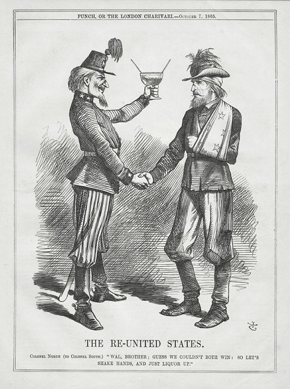PUNCH, A set of 15 humorous prints. 1859 1847, 1862, 1861, 1865. All with American, Civil War, Oregon Treaty and Abraham Lincoln interest , antique map, old maps