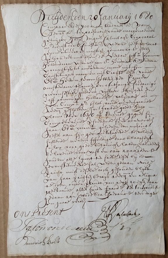 COGH Council of Policy, Cape of Good Hope Manuscript Landgrant, 1680., antique map, old maps