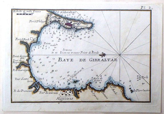 ROUX, J., Baye de Gibraltar., antique map, old maps