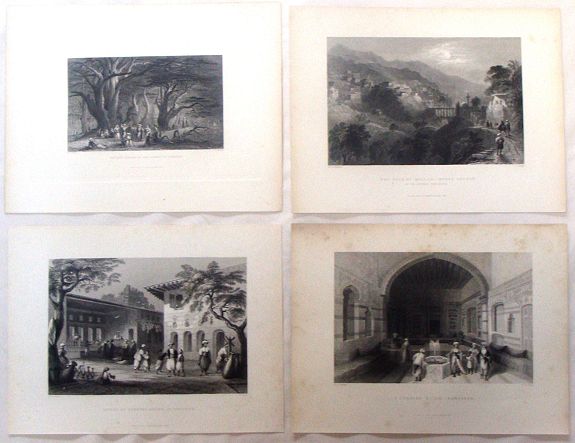 BARTLETT, W., Four Bartlett steel engravings of the Middle East., antique map, old maps