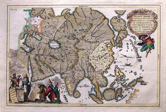 SCHRERER, H., Repraesentatio totius Asiae..., antique map, old maps