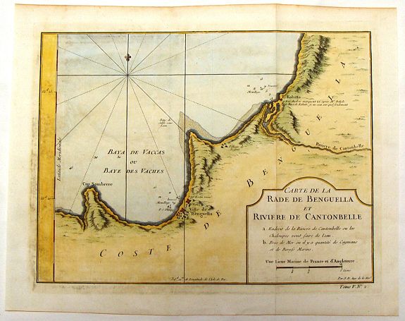 BELLIN, N., Carte de la Rade de Benguella et Riviere de Cantonbelle., antique map, old maps