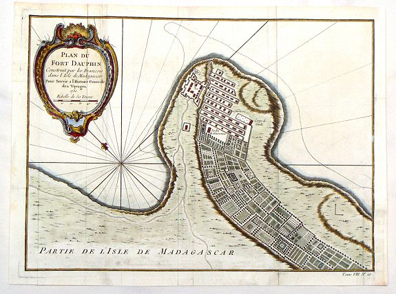 BELLIN, N., Plan du Fort Dauphin, Constuit par les François., antique map, old maps