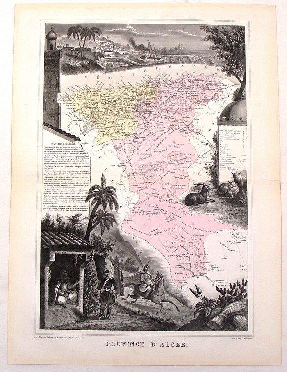 MIGEON, J., Province D'Alger., antique map, old maps