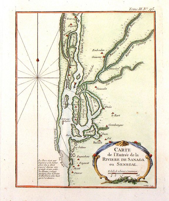 BELLIN, N., Carte de L'Entree de la Riviere de Sanaga ou Senegal., antique map, old maps