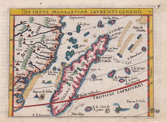ORTELIUS, A. / HULSIUS, L., Die Insul Madagascar, Laurenti Genand., antique map, old maps