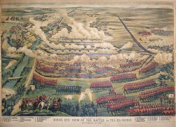 BACON, George Washington, Bird's-Eye View of the Battle of Tel-El-Kebir. 13th September 1882., antique map, old maps