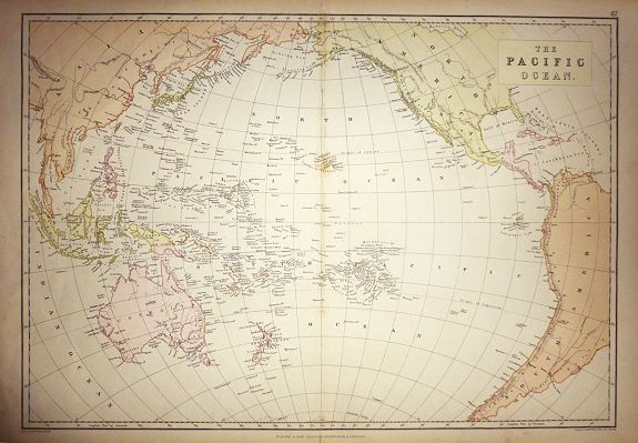 WELLER, Edward, THE PACIFIC OCEAN , antique map, old maps