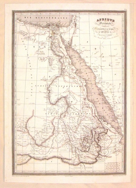 MONIN, C., Afrique Orientale Comprenant L'Egypte, La Nubie, L'Abyssinie., antique map, old maps