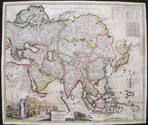 SCHENK, P., Asiae in Tabula Geographica Delineatio, ex officina Petri Schenkii., antique map, old maps