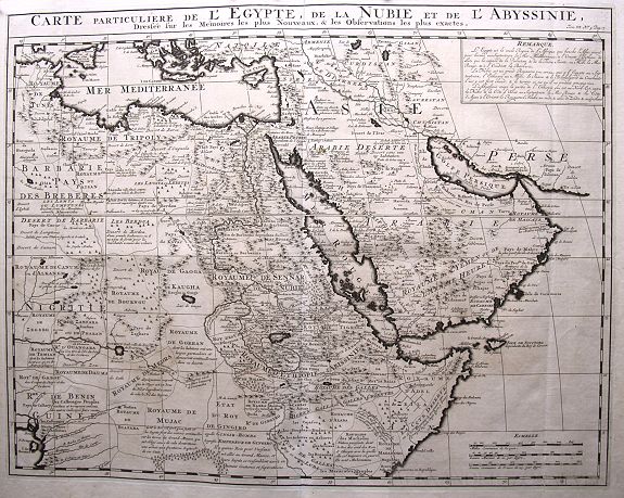 HATELAIN, Henry Abraham, Carte Particuliere de L'Egypte, de l Nubie et de L'Abbisinie., antique map, old maps