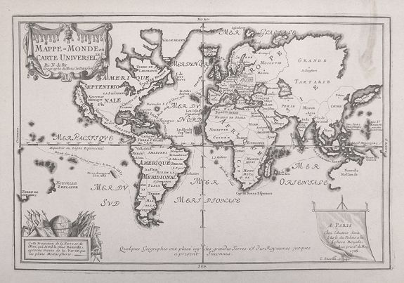 DE FER, Nicholas, MAPPE-MONDE ou CARTE UNIVERSELL., antique map, old maps
