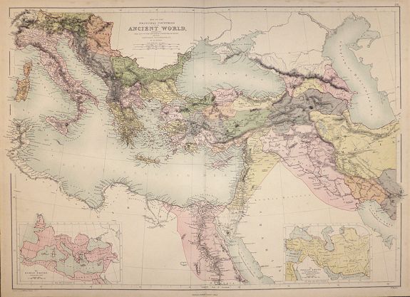 HUGHES, William, Map of the Principal Countries of the Ancient World extending from the Alps to the Southern Frontier of Egypt and from Carthage to Persepolis. , antique map, old maps