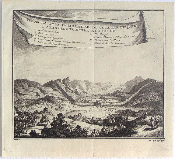 VAN DER SCHLEY, J., Vue de la Grande Muraille du Cote par Lequel L'Ambassadeur Entra a la Chine., antique map, old maps