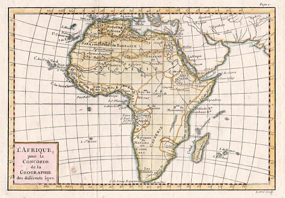 LATTRE, Jean, Carte L’AFRIQUE pour La Concorde de la Geographie des Differens Ages., antique map, old maps