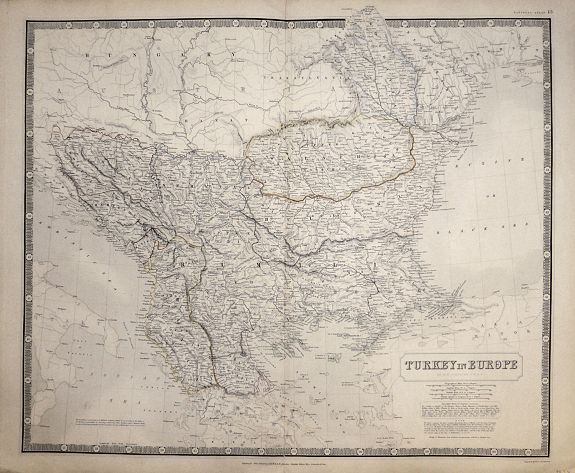 JOHNSTON, Alexander Keith, Turkey in Europe., antique map, old maps