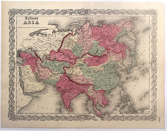 COLTON, J.H., Colton's Asia., antique map, old maps