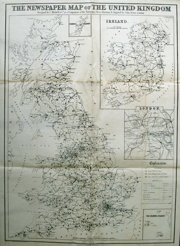 DOWER, J., The Newspaper Map of the United Kingdom., antique map, old maps