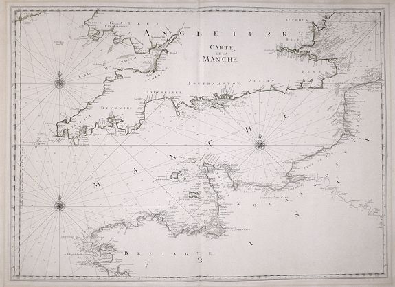 Pierre Mortier – Hubert Jaillot , Carte de la Manche., antique map, old maps