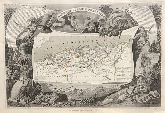 LEVASSEUR, V., Algerie Colonie Française., antique map, old maps