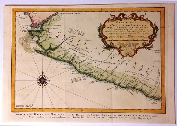 BELLIN, N, Partie de la Coste de Guinee, Depuis la Riviere de Sierra Leona Jusquan Cap das Palmas., antique map, old maps